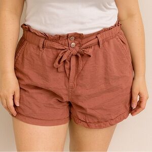 Women's Rust Paper Bag High Waisted Shorts